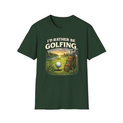 I'd Rather Be Golfing T-Shirt | Golf Bag & Tee Landscape