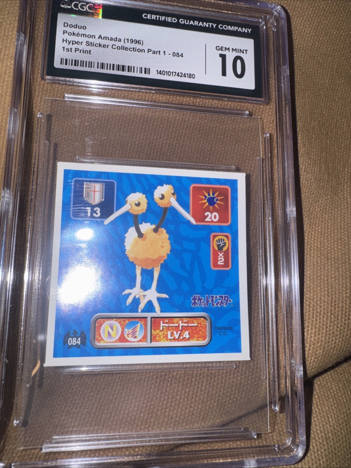 1996 AMADA POKEMON JPN STICKER COLLECTION #084 Doduo CGC 10 POP1 None Higher