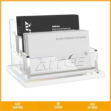 Elegant Clear Acrylic 2 Slot Business Card Holder Desk Display Stand 100 Qty