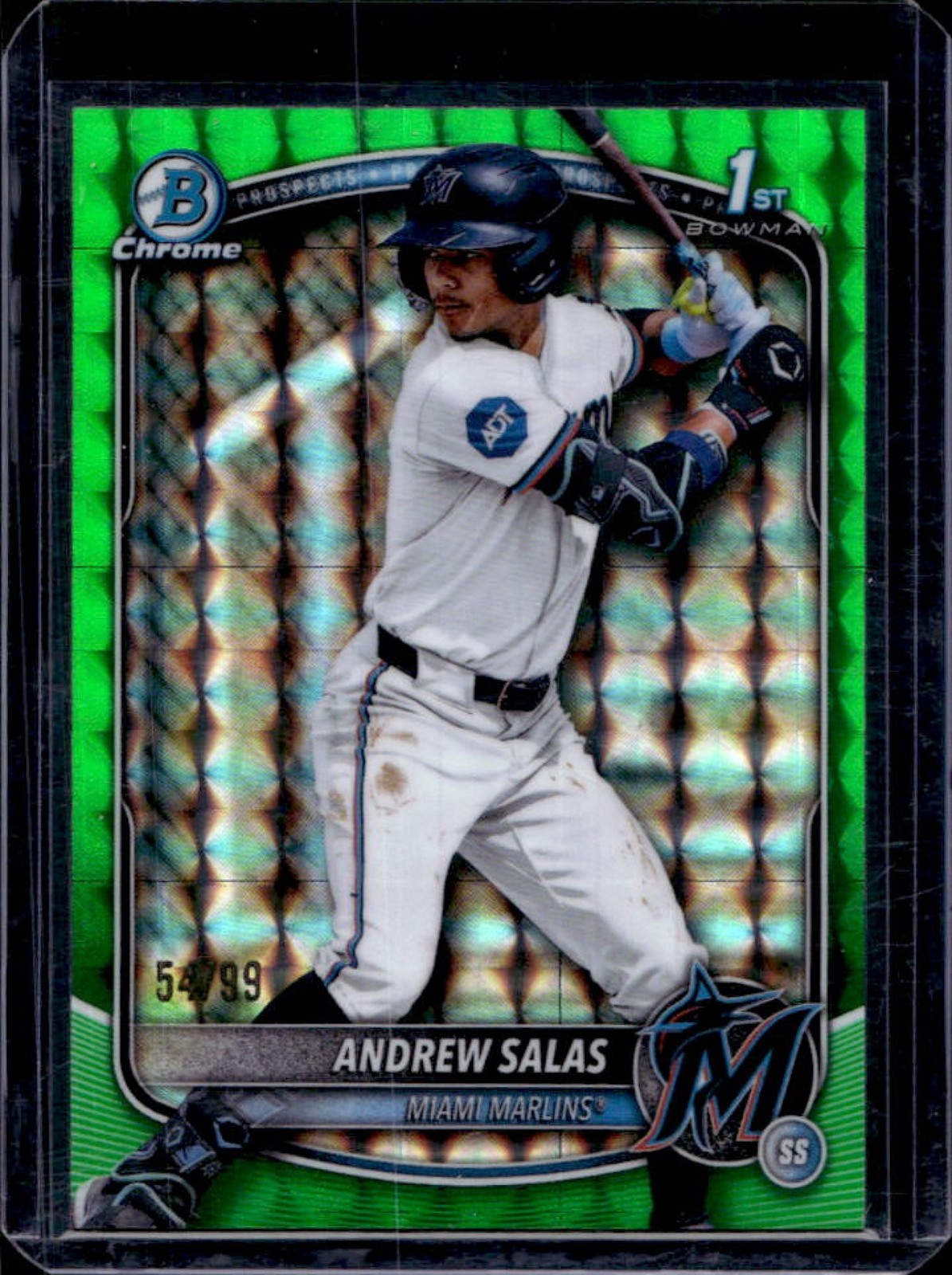 2025 Bowman Chrome Andrew Salas Green Geometric Refractor 1st #/99 Marlins