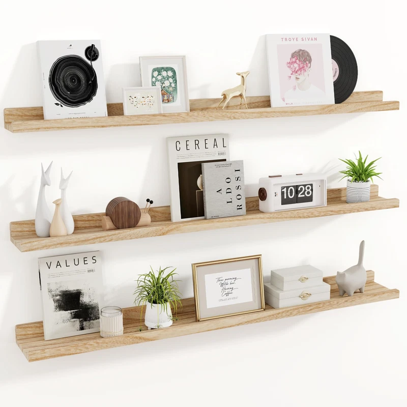 Richfocus Floating Shelves For Wall 48 Inch Solid Wood Picture Ledge Shelf For