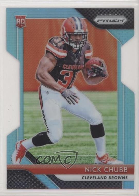 2018 Panini Prizm Rookie Light Blue Prizm 118/199 Nick Chubb #213 0bb9