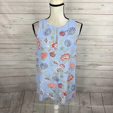 Ann Taylor LOFT Sleeveless Blouse Size Medium Floral Keyhole Front Open Back Tie