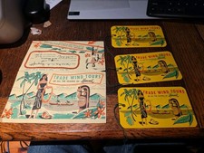 1940s Baggage Tag Trade Winds Tours of Hawaii Tiki Lot of 3 + Envelope