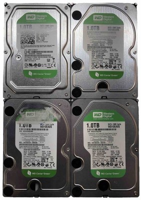 4x WD Green 3.5'' HDD | 4x 1TB @ 5.4K | SATA 3+Gb/s | WD10EZEX WD10EADS WD10EAVS