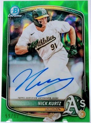   [CHASE PACK] 2025 Bowman #CPA-NK Nick Kurtz Auto Green Lava Ref.  #/99 READ