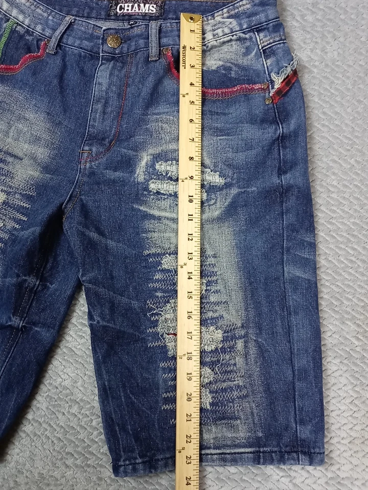 Pantalones Cortos De Colección Chams Para Hombres 34 Y2K Denim Pantalones Cortos Sueltos Pierna Ancha Patinador Grunge Hip Hop Foto 4 de 4