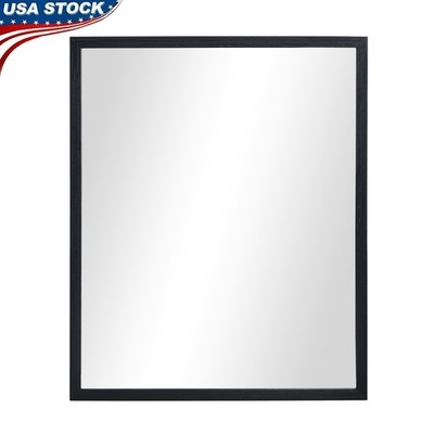 Black Rectangular Wall Mirror Plastic Frame Hanging Home Decor 23x29 Inches New