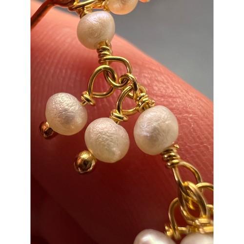 Baroque pearl dangle earrings in yellow gold over sterling silver - Picture 14 of 16
