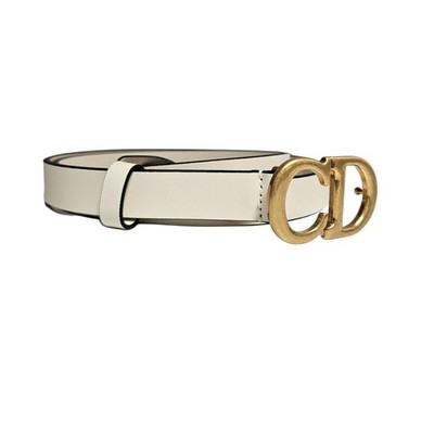 Christian Dior White Leather CD Logo Buckle Belt | eBay