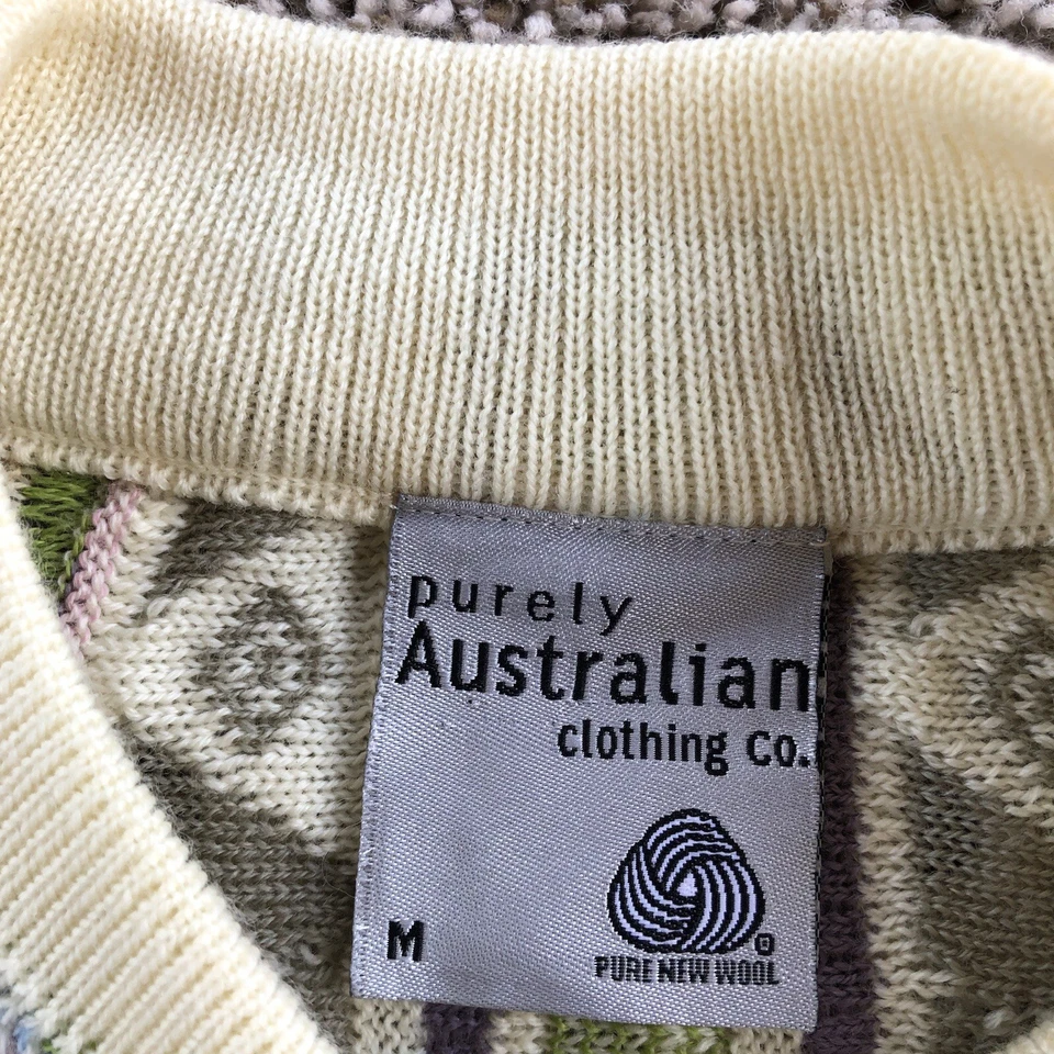 Purely Australian Clothing Wool Coogi-Style Sweater Mens M Pastel Knit Textured - Image 3 of 4