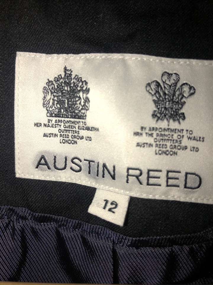 Austin Reed Jacket - Black/ Charcoal Wool Jacket Trouser Suit Blazer Size 12 - Image 3 of 4