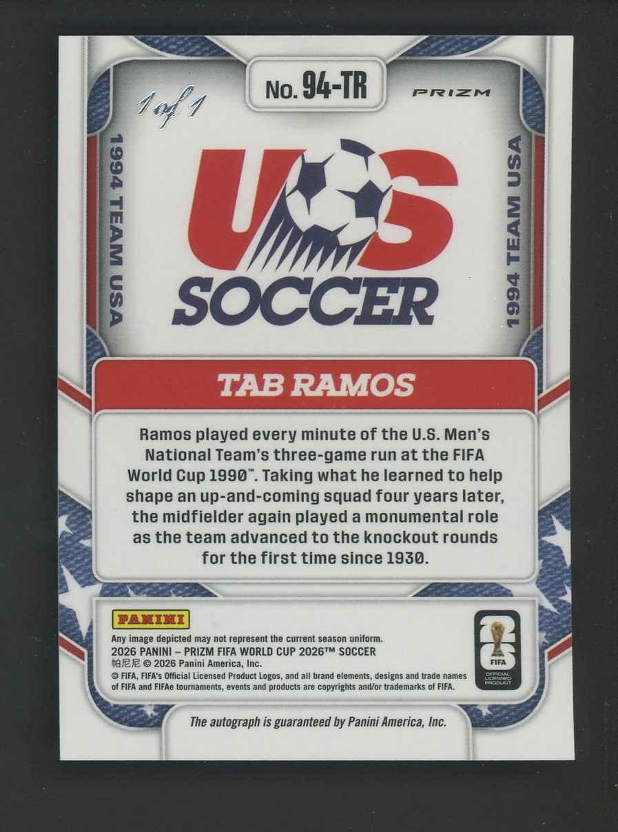 2026 Panini Black Prizm Preferred World Cup Tab Ramos 1994 Team USA AUTO 1/1 view 2