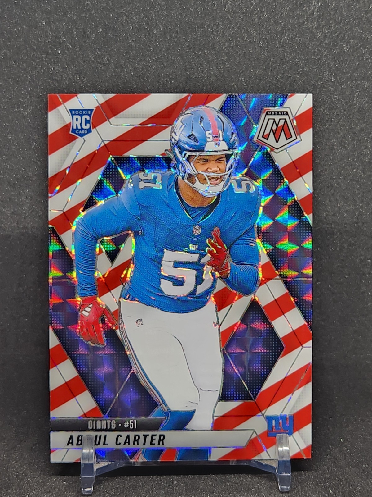 2025 Panini Mosaic - #317 Abdul Carter RC - Red White Stripe Prizm Rookie