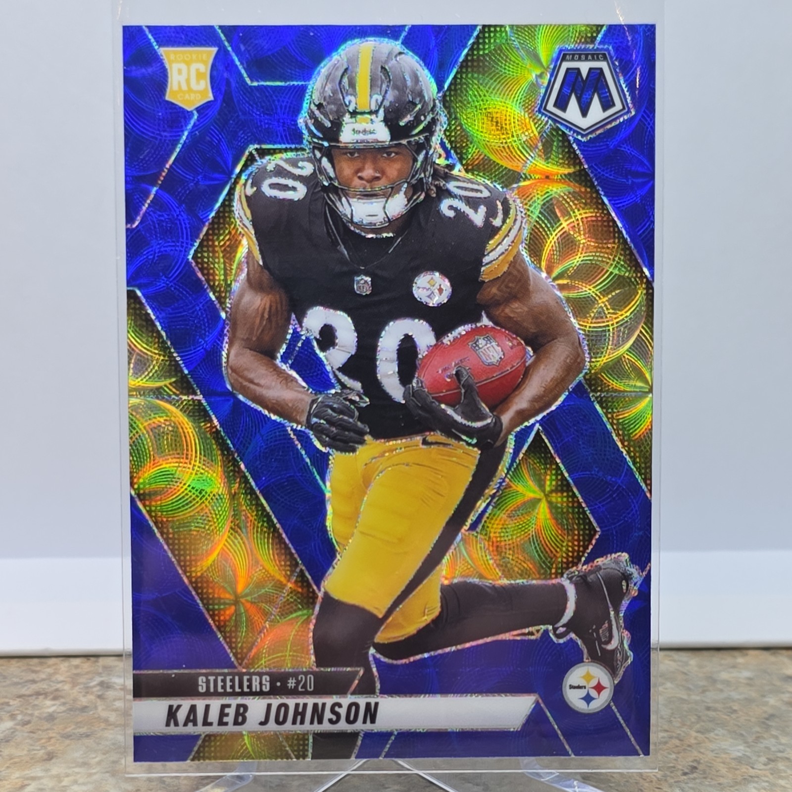 2025 Mosaic Blue Scope Prizm Kaleb Johnson #315 Steelers RC