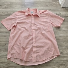 LL Bean Shirt Mens Large Short Sleeve Pink Checks Button Up Traditional Fit