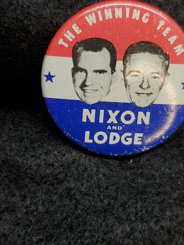 Vintage Tin Political Pinback Button THE WINNING TEAM NIXON AND LODGE - Picture 4 of 7