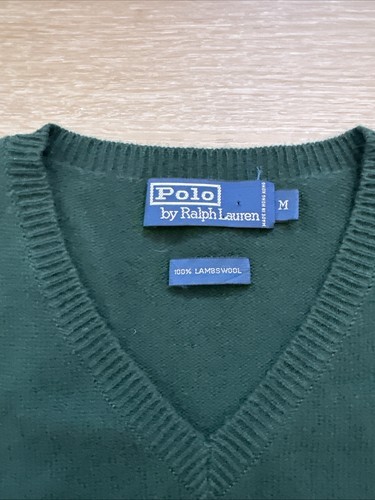 Polo By Ralph Lauren Vest Men's Medium M Green LambsWool - Picture 5 of 6