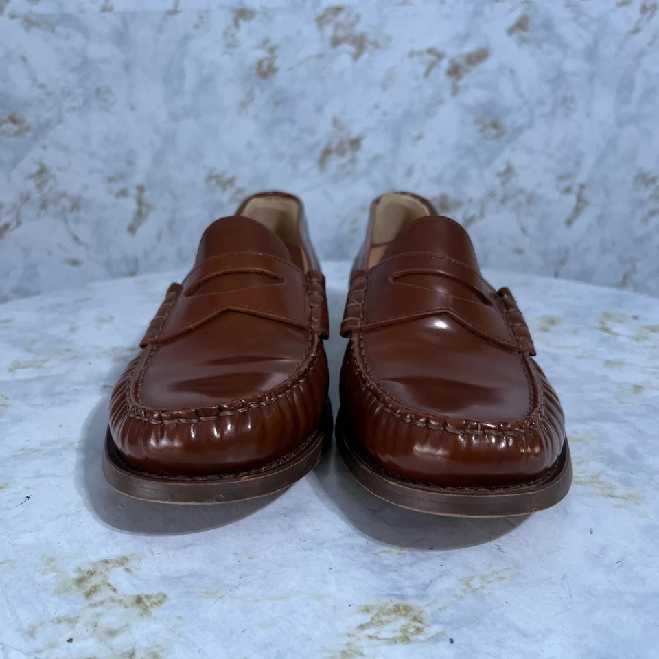 Zapatos mocasines J Crew Winona para mujer talla 11 cuero marrón cómodos sin usar, en caja, punta Penny Foto 2 de 4