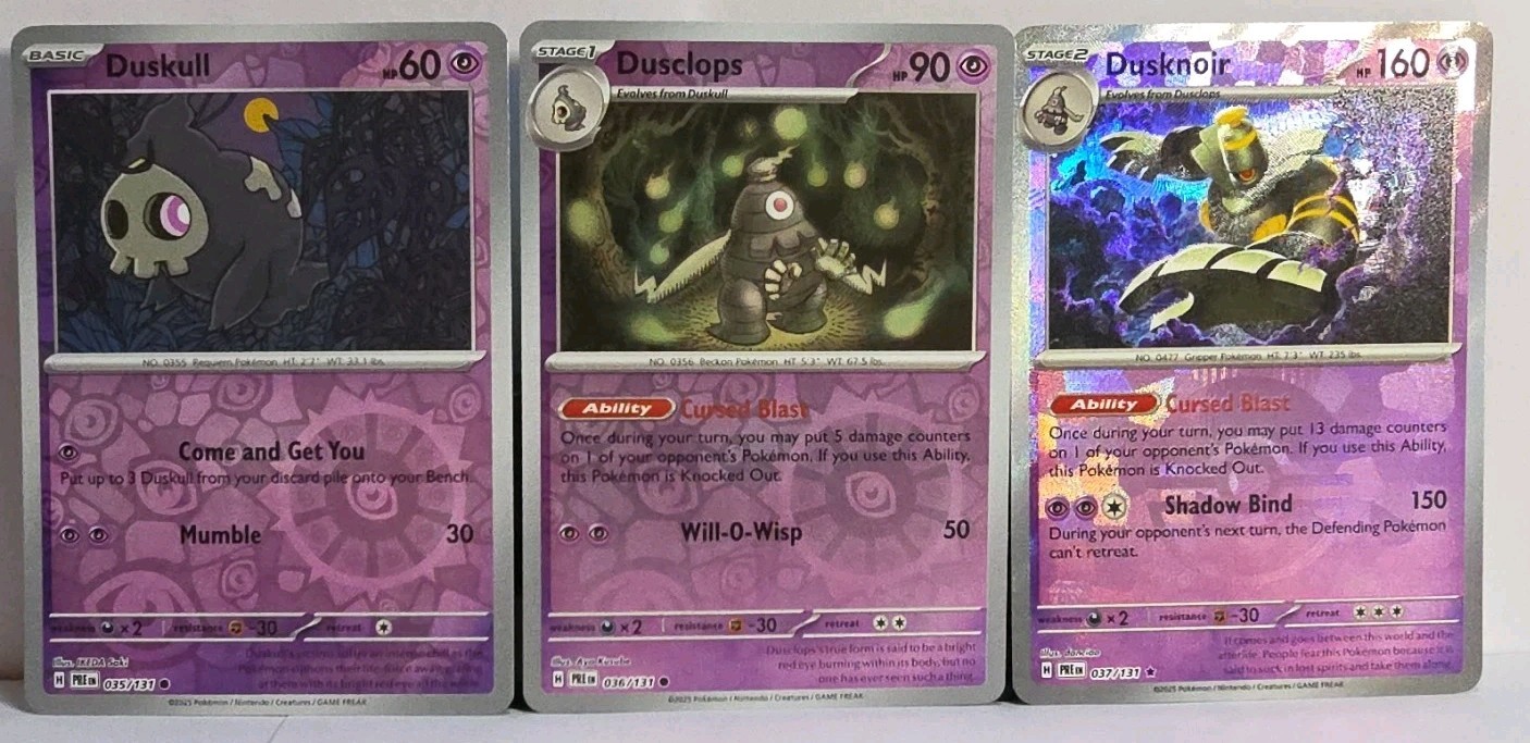 Prismatic Evolutions Duskull Dusclops Dusknoir (Pokeball), Reverse Holo Pokemon 