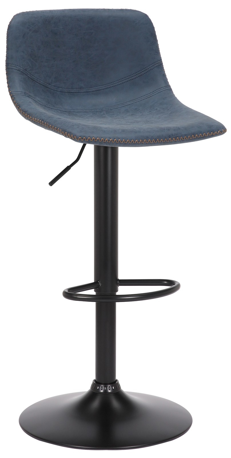 Antico Faux Leather Bar Stool, Matte Black Frame, Adjustable Gas Lift