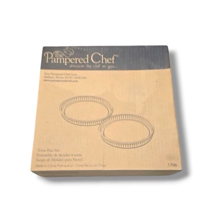 Pampered Chef Torte Pan Set 10.5” Round Fluted Side 1706 Baking Gourmet NO BOX