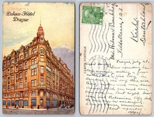 Palace Hotel Prague Street Scene Postcard