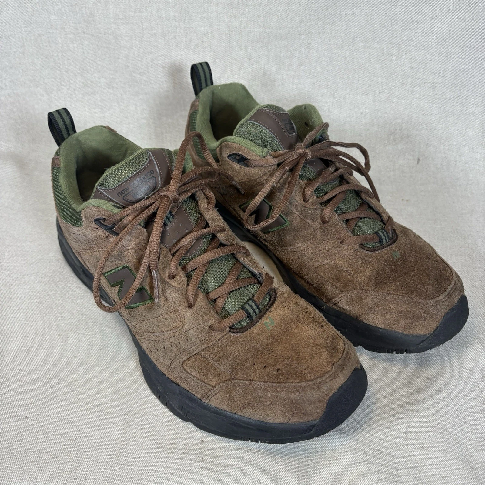 Scarpe New Balance 608v2 uomo taglia 11 5 scamosciate marrone verde passeggio escursionismo MX608V20