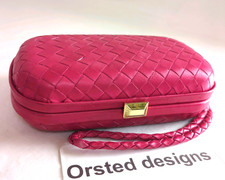 BOTTEGA VENETA Pochette Intrecciata Mini Rosso Rosa Raso Autentica Made in Italy