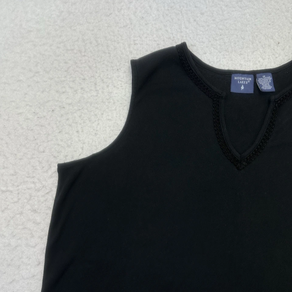 Camiseta sin mangas Mountain Lake vintage para mujer 1X negra cuello en V sin mangas elástica Foto 4 de 4