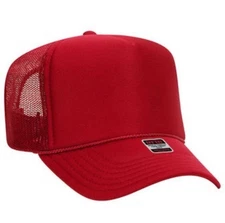 OTTO CAP 5 Panel High Crown Mesh Back Foam Red Trucker Hat 39-165