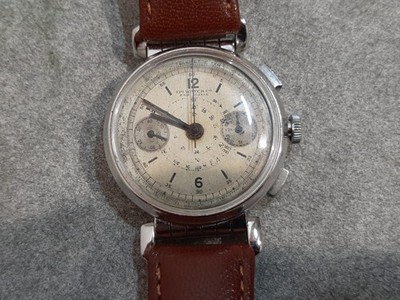 CRONO IPI WATCH Co 1930s/40s JOINTED FIXED LUGS. LANDERON 39 COLUMN WHEEL