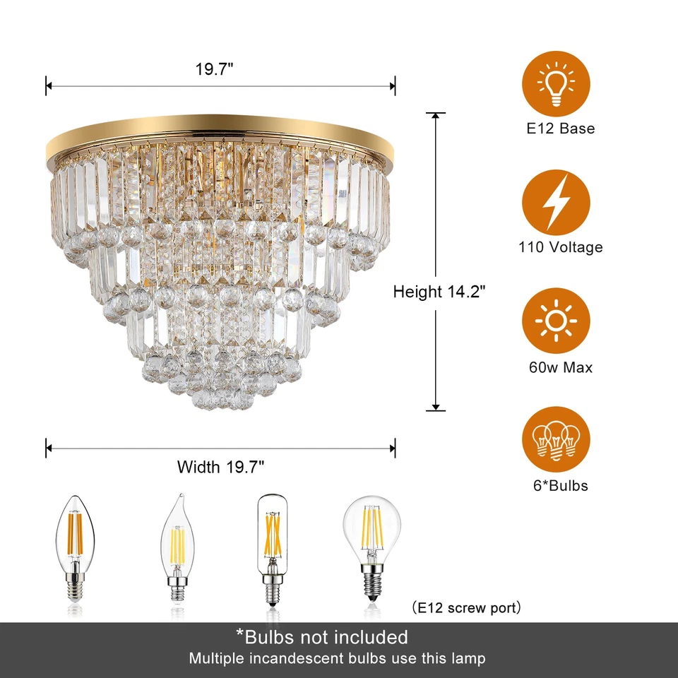 20" French Gold Crystal Raindrop Chandelier Modern Ceiling Pendant Light Fixture - Image 2 of 4