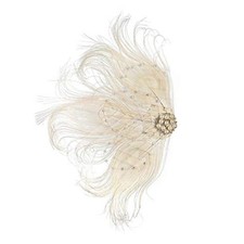 Fascinator Peacock Feather Hair Clips Flapper Headband Art Deco 20's 05beige