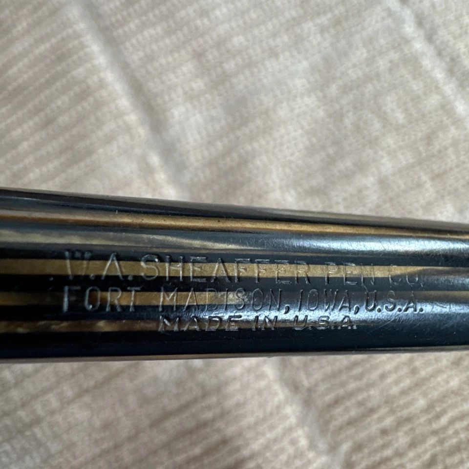 Vintage W.A. Pluma Estilográfica Sheaffer Lifetime Rayas Punto Blanco Grabada con Nombre Foto 4 de 4