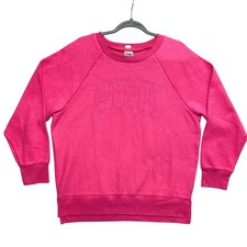 Victoria's Secret PINK Sweatshirt Small Pink Embroidered Logo Raglan Crewneck