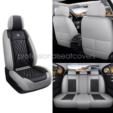 For Toyota Leather 5-seat Car Seat Front Rear Full Set Cushion Black Gray