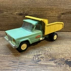 Vintage 1960s Mini Tonka Toys Green & Yellow Jeep Dump Truck #60 VG