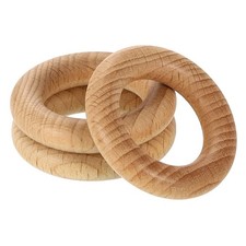 3Pcs Wood Rings, 1.57" 40mm OD. Natural Beech Solid Wooden Rings for Crafting