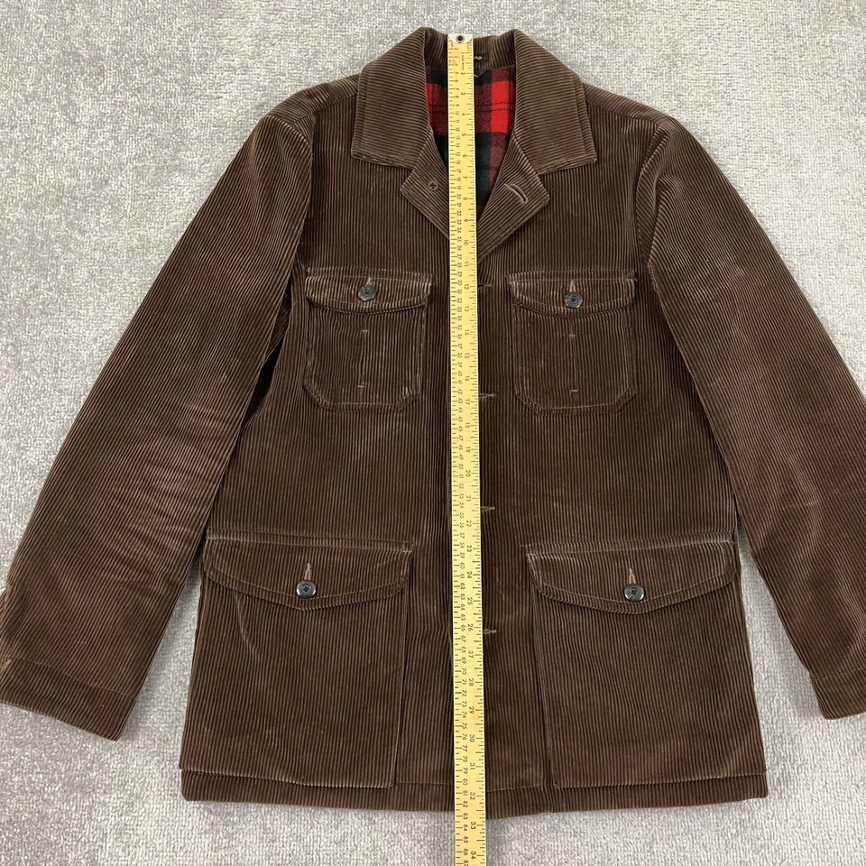 LL Bean Blanket Lined Bush Coat Mens Medium Brown Corduroy Wool Barn Field Chore - Image 4 of 4