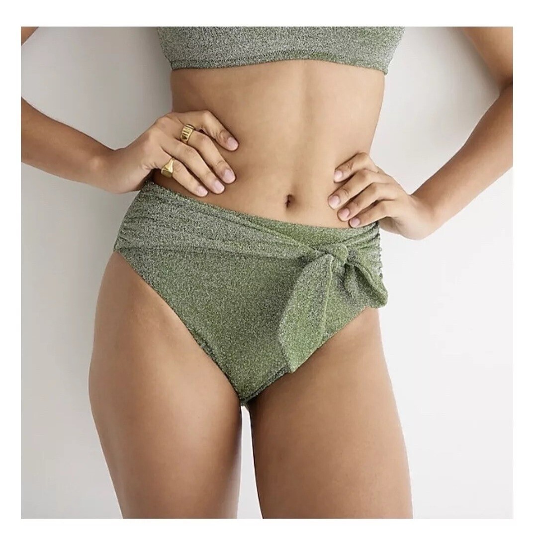 J.Crew Womens High Cut Moderate Cover Tie Waist Bikini