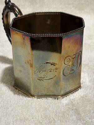 Vintage Thomas Web And Sons (UK) Octagonal Silver Plate Metal Shaving Mug