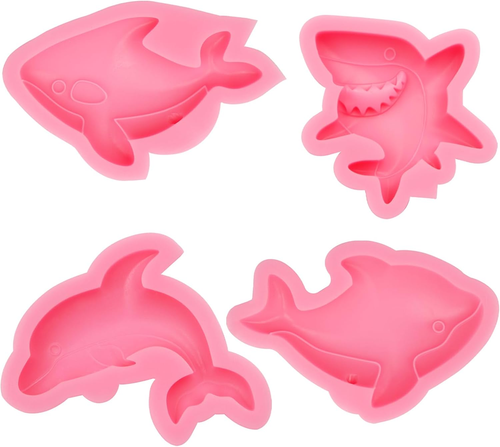 Sea Life Silicone Molds, 4-Piece Ocean Animal Shapes, Pink Fondant Cupcake Decor - Picture 9 of 9