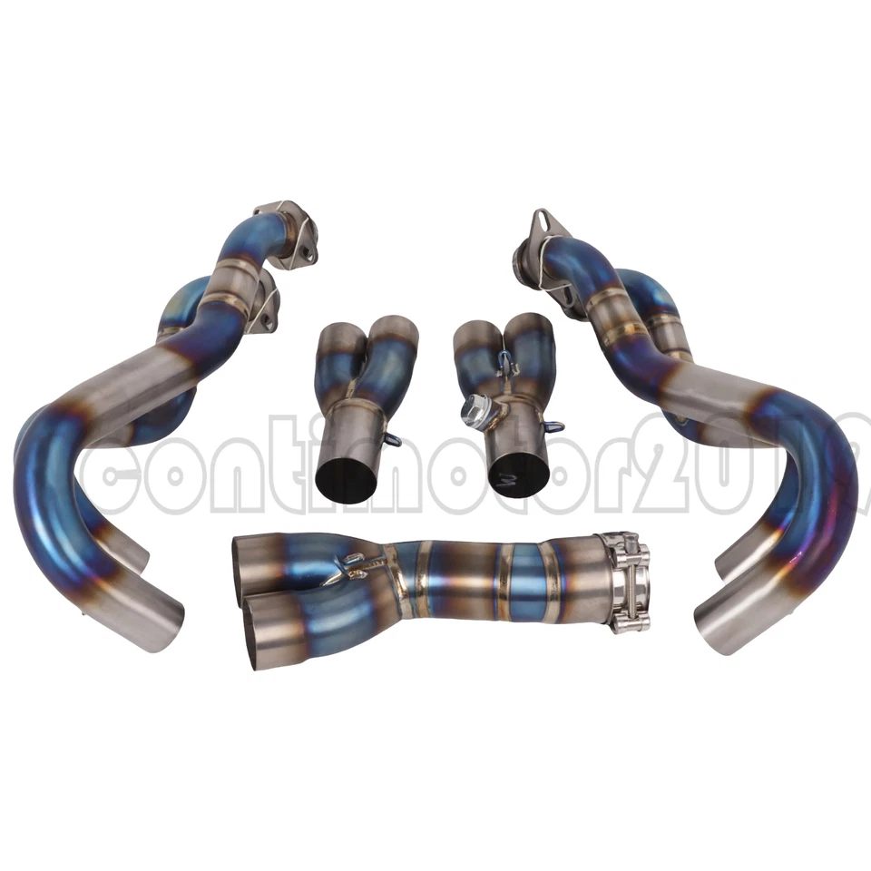 Tubo de escape delantero azul titanio para Kawasaki Ninja ZX6R ZX636 2009-2023 Foto 4 de 4