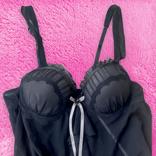 Gothic Black Flowy Mesh Nightgown - Picture 3 of 6