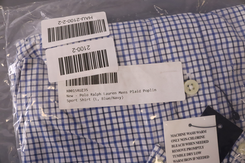 Ralph Lauren Polo Mens Plaid Poplin Sport Shirt Size Large Blue/Navy - Picture 3 of 3