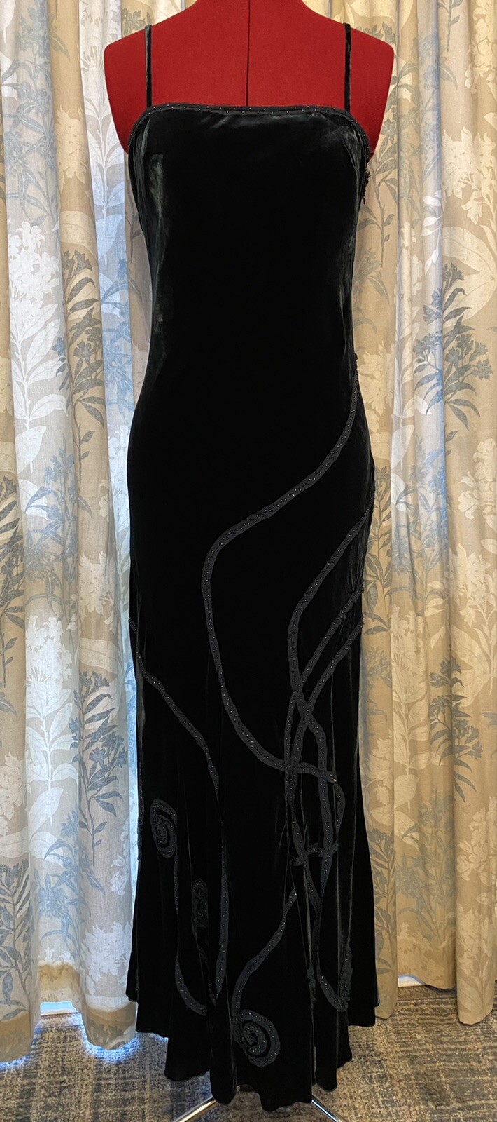 Per Una 20% Silk Velvet Dark Teal Dress with Gorgeous Beading/Ribboning,  Size 12 | eBay