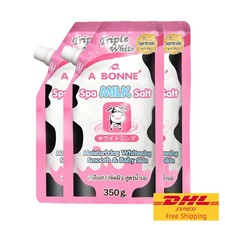 350g x 3 : A BONNE  Spa Milk Salt Moisturizing Whitening Salt Scrub Pouring Cap