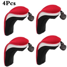 Set of 4Pc Red Golf Hybrid Club Head Covers with Interchangeable No.Tag UT Cover