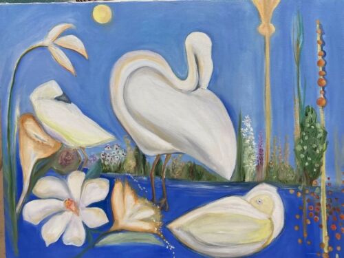 “ White Water Birds “ Large ,Original Oil Painting Large 28”x22” On Canvas